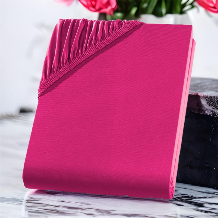 Cearceaf bumbac cu elastic fuschia