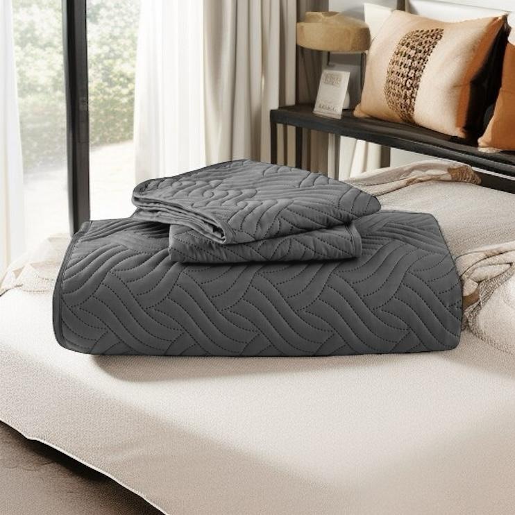 Cuvertură de pat din catifea 200×220 cm + 2 fețe de pernă Gri