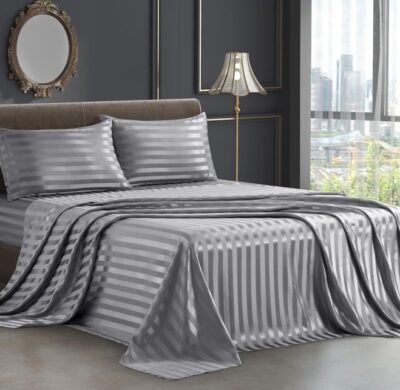 Lenjerie Damasc Polycotton 2 Persoane Gri