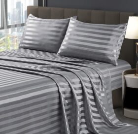 Lenjerie Damasc Polycotton 2 Persoane Gri