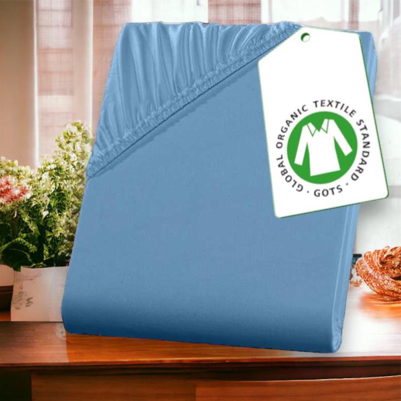 Cearceaf bumbac organic Albastru
