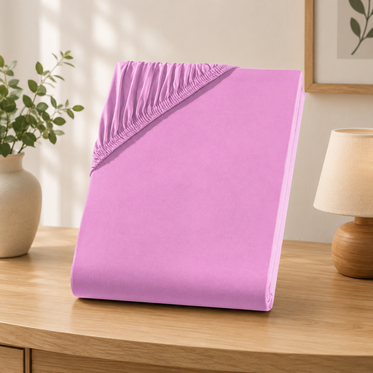 Cearceaf bumbac cu elastic Lila