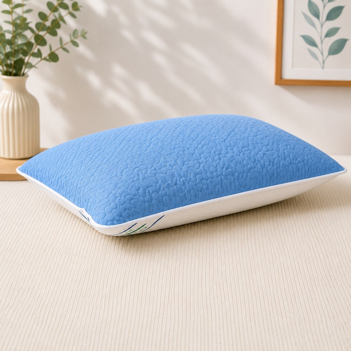 Set 2 Perne 50x70 cm, Puf Siliconizat Antialergic, Față Vară/Iarnă,Roz/Bleu