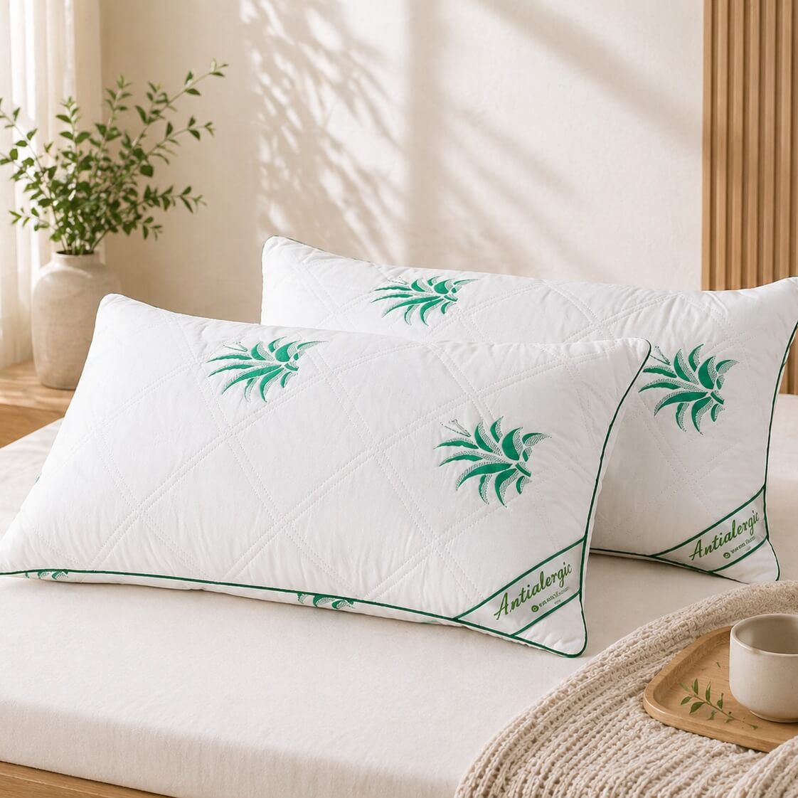 Set 2 Perne Matlasate Aloe vera 50/70 cm