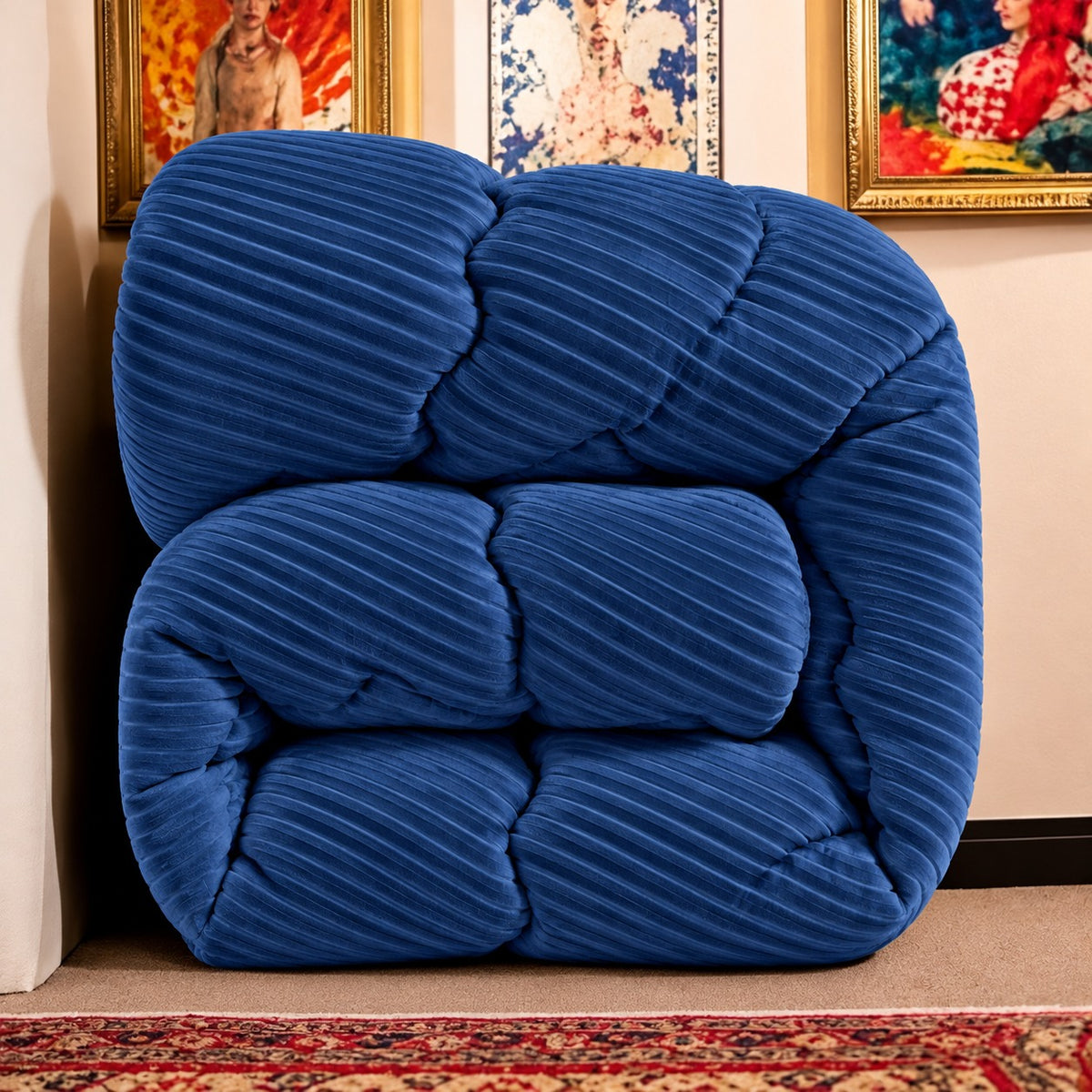 Pilotă matlasată Cocolino bleumarin 200 × 220 cm, pliată