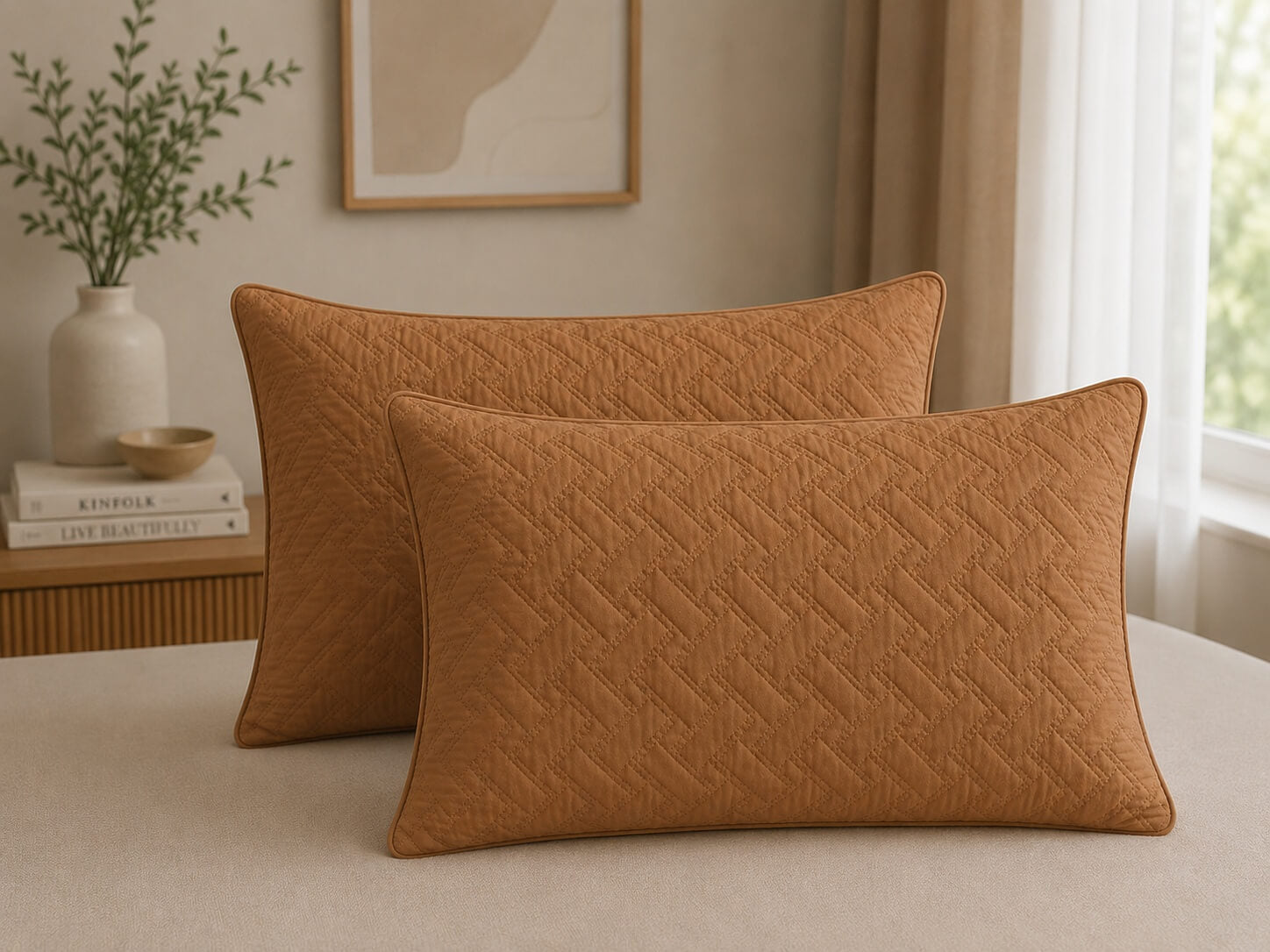 Set 2 Perne Matlasate Sweet 50x70 cm - Maro