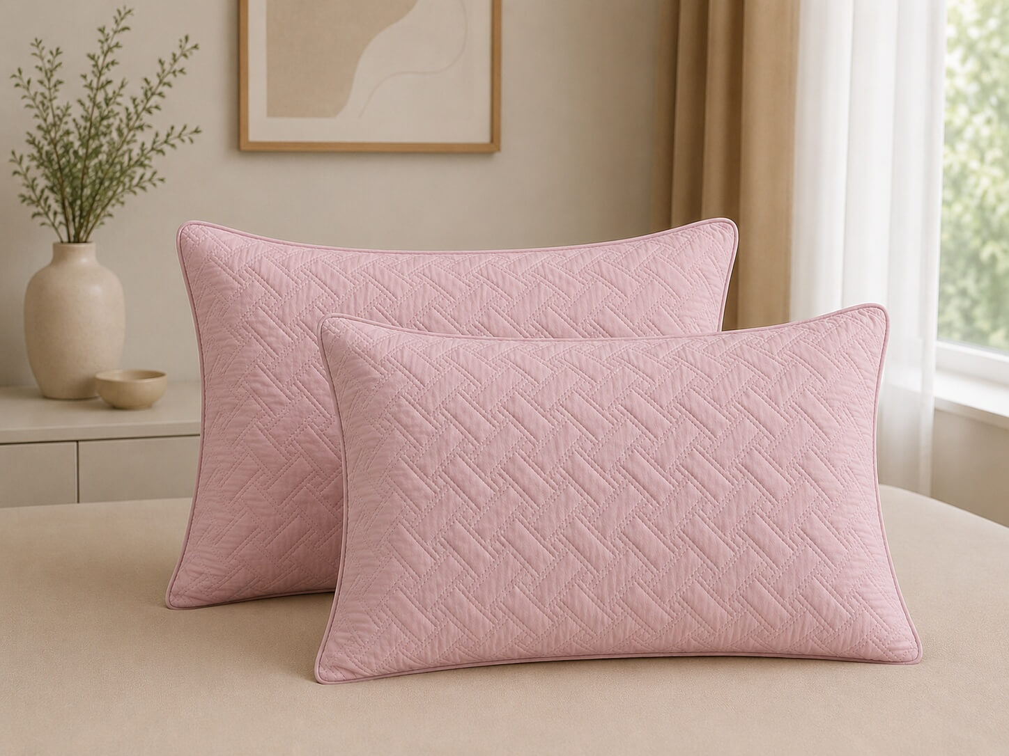Set 2 Perne Matlasate Sweet 50x70 cm - Roz