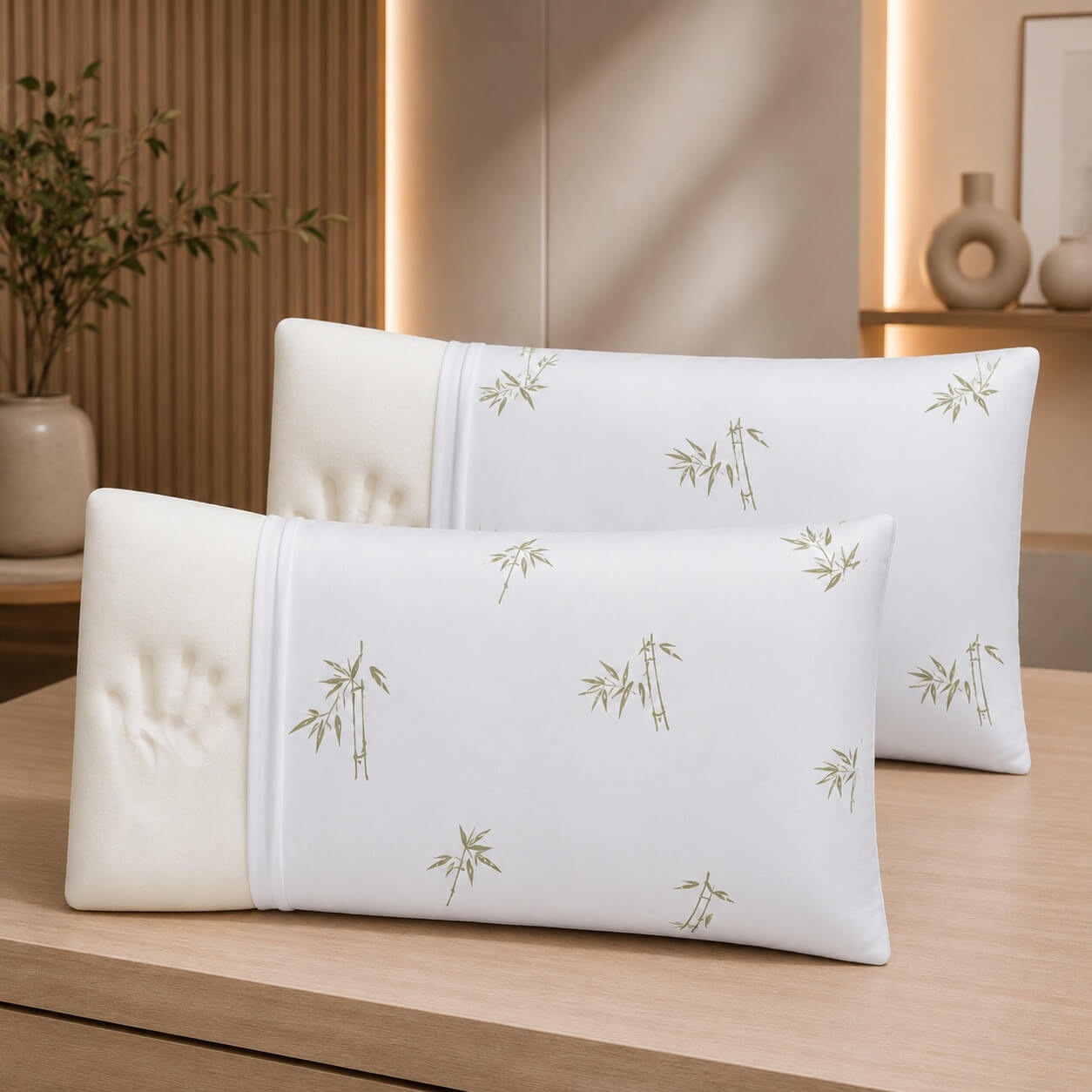 Set 2 perne Memory Bamboo 40x70 cm – imagine principală