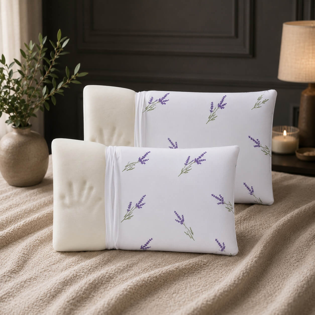 Set 2 perne Memory Lavender 40x70 cm – imagine principală