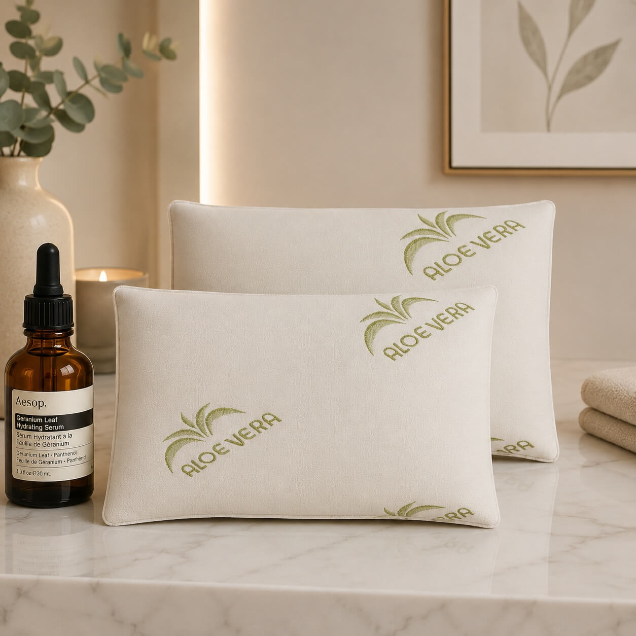 Set 2 perne Memory Trilly Aloe Vera 40x70 cm – detaliu fermoar