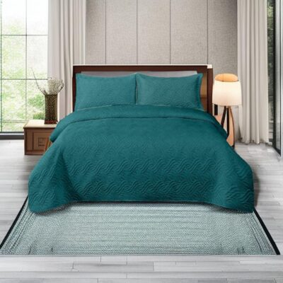 Cuvertură de pat din catifea 200×220 cm + 2 fețe de pernă  Verde