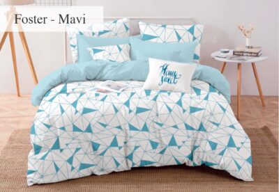 Lenjerie 2 Persoane Polycotton Foster Mavi